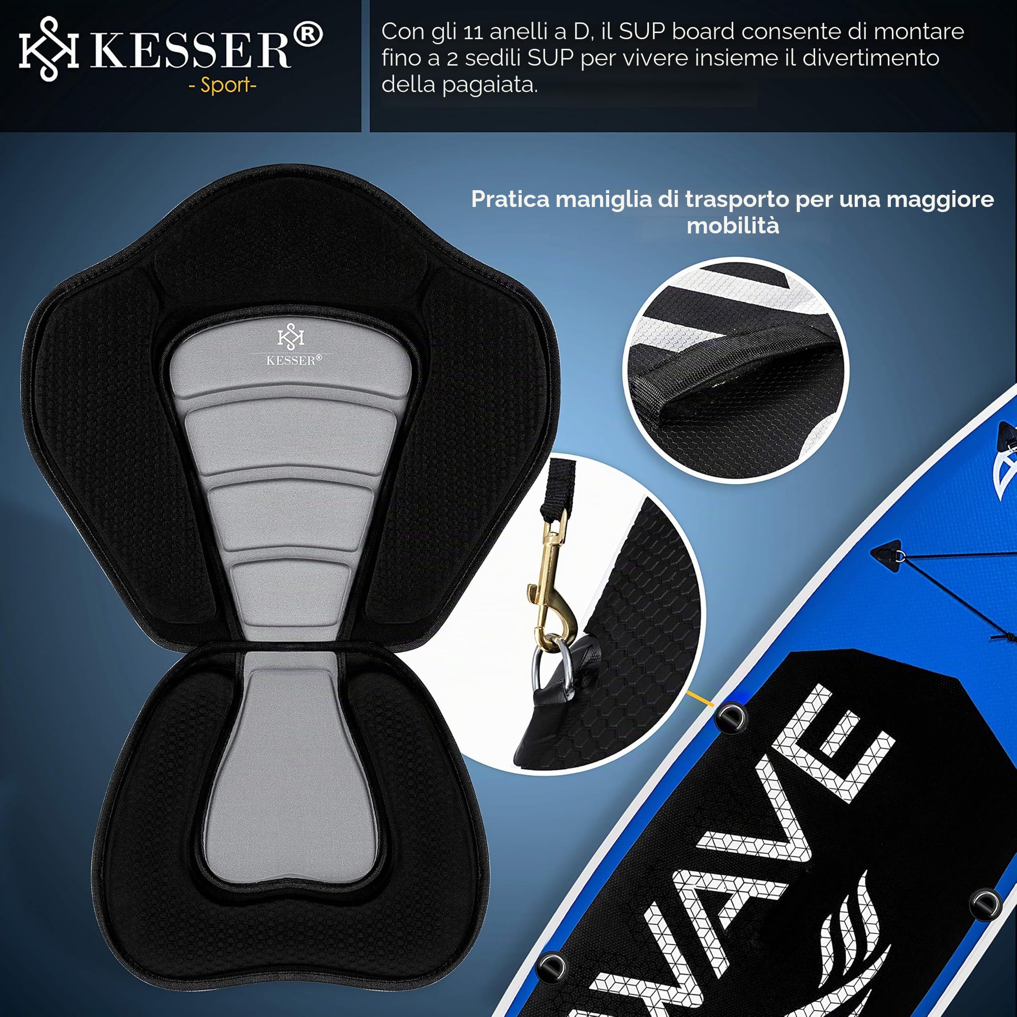 KESSER® Tavola SUP Gonfiabile Set Tavola Stand Up Paddle Tavola da Surf Premium Sport Acquatici | 6 Pollici di Spessore | Accessori Completi | 130 kg