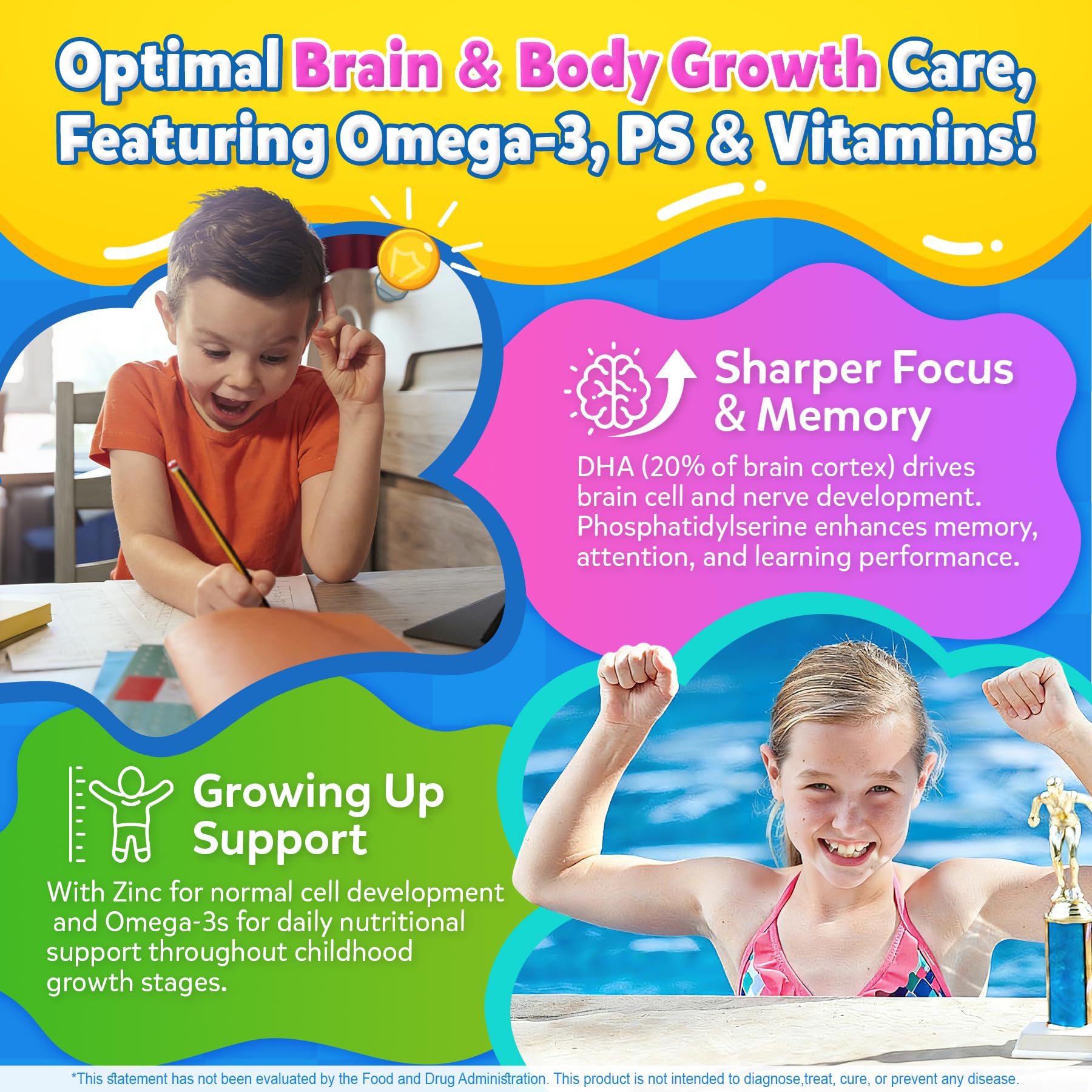 Eye Vitamins for Kids, Lutein Gummies + Omega 3 (DHA+EPA) & Bilberry, 60Cts — Amazon image 6