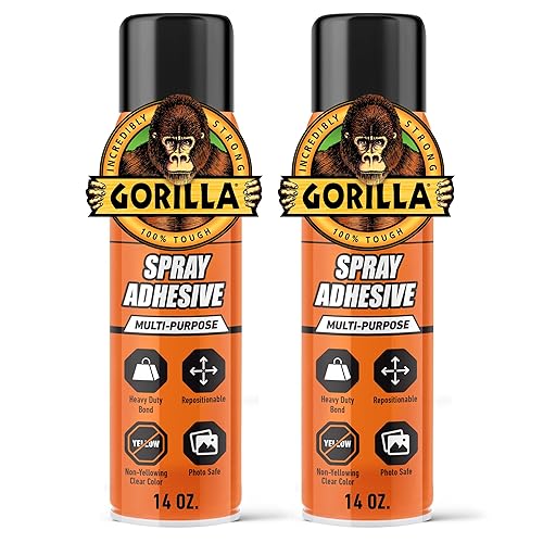 Miniatura 9 de Gorilla Adhesivo en aerosol resistente, pegamento transparente, 14 onzas (paquete de 1), multiusos con boquilla cómoda para interiores o exteriores