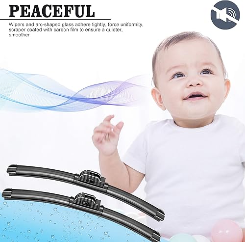 Miniatura 8 de Limpiaparabrisas de 22 pulgadas + 20 pulgadas, para invierno y verano, para ventana delantera de mi automóvil, Serie YX6F8H8G