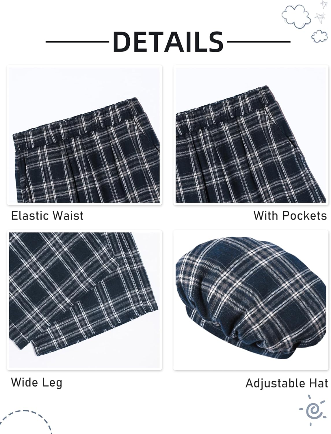 Teen Girl Clothes Girls Outfits 3Pcs Square Neck Puff Sleeve Top Wide Leg Plaid Pants Kids Clothes Fall 6-14Y - Image 4