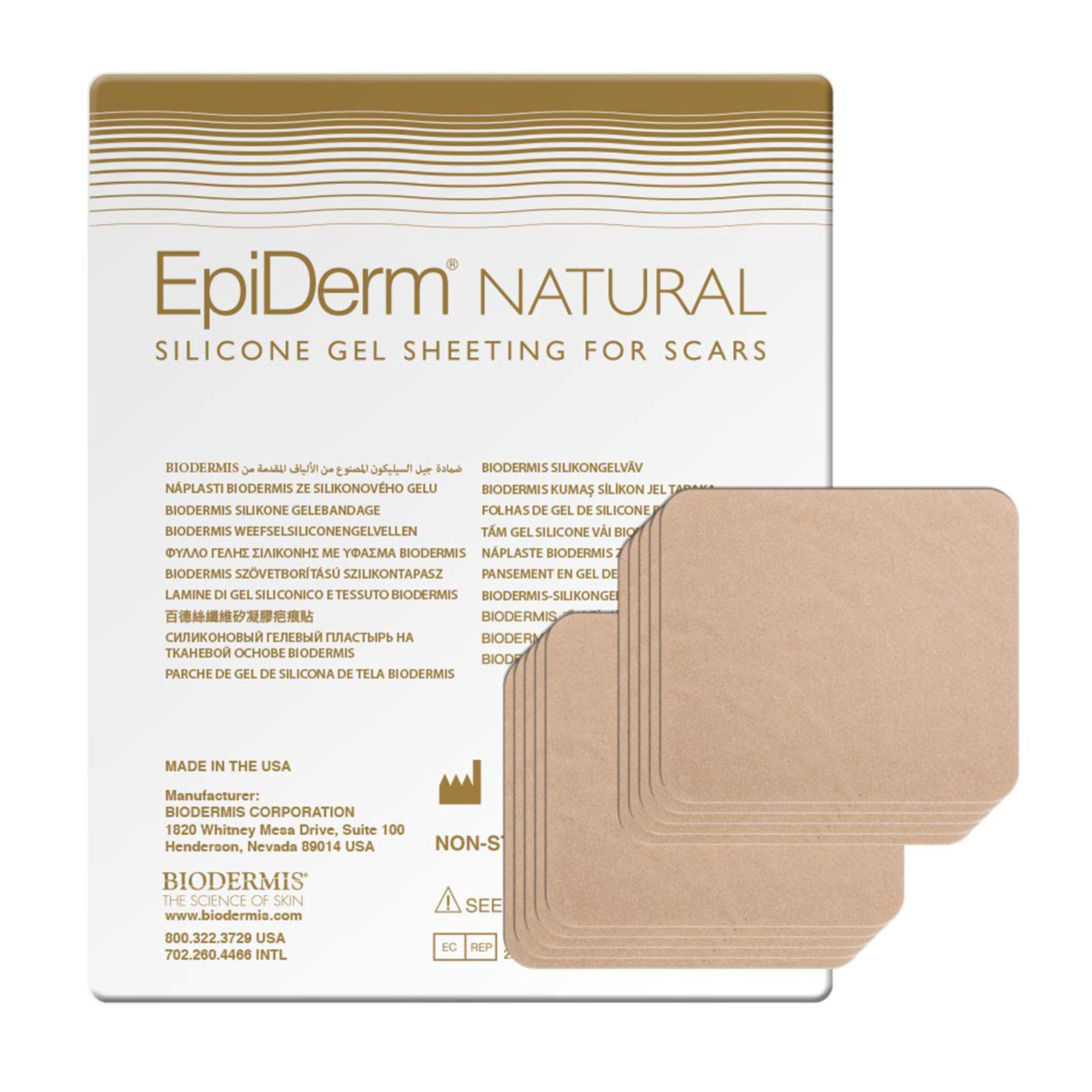 Epi-Derm Patch – Professional-Grade Silicone Scar Sheets for Small Keloid & Hypertrophic Scars – Soft, Flexible, Reusable Scar Treatment – Customizable & Fabric-Backed – 2" x 2.5", Natural, 5 Pairs
