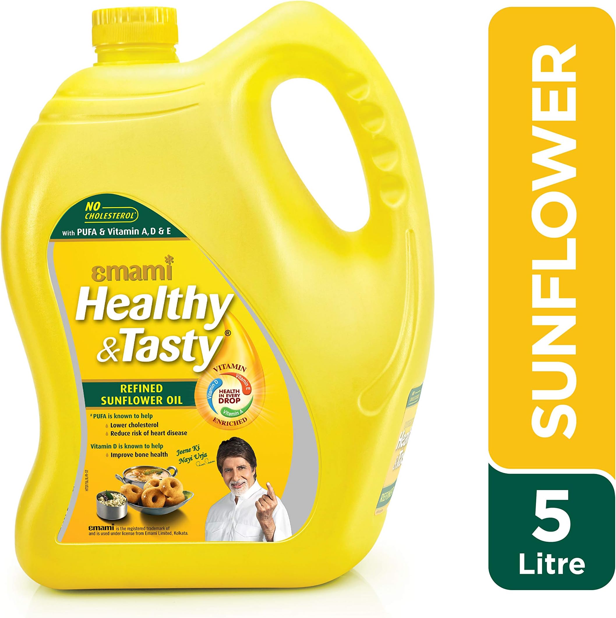 Emami Healthy and Tasty Refined Sunflower Oil, 5L Jar