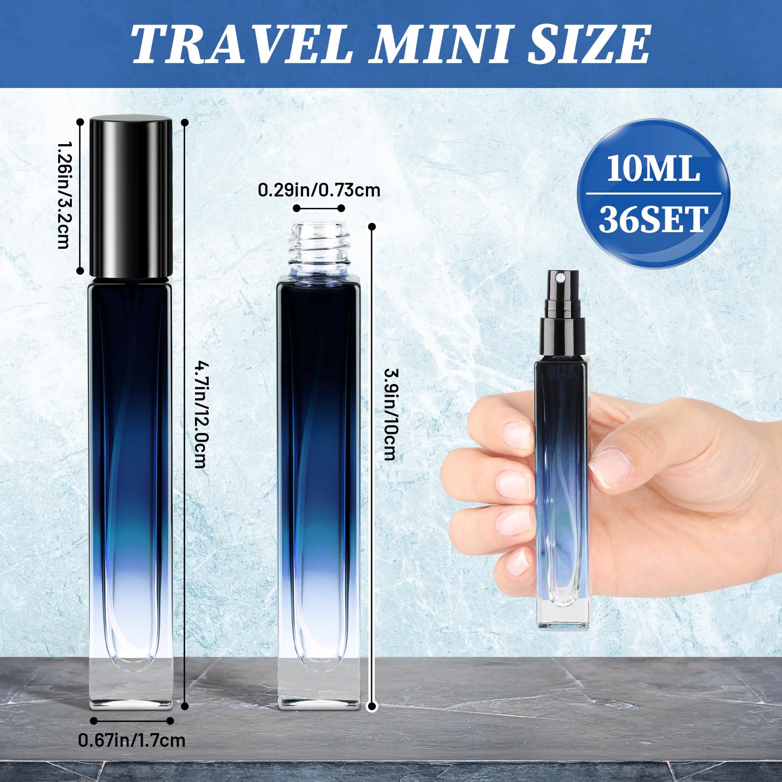 36 bottiglie di profumo ricaricabili in vetro, 10 ml, nebulizzatore portatile da viaggio, nebulizzatore vuoto, nebulizzatore, spruzzatore, piccole bottiglie spray per erogatore di colonia
