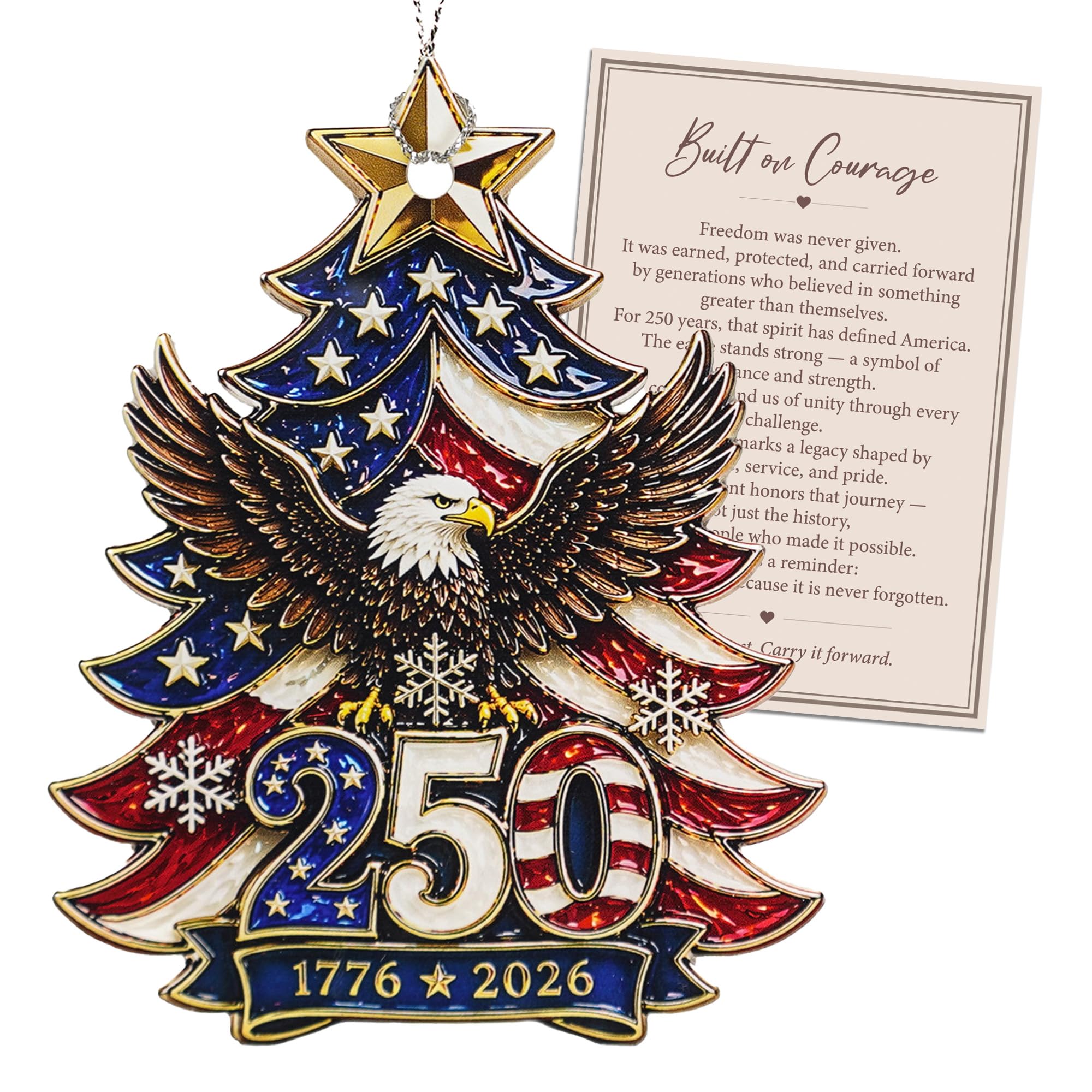 250 Anniversary USA Merchandise – Weihnachtsdekoration 2026 – Dekoration zum 250. Jahrestag der Vereinigten Staaten – Amerika 250 Jahre patriotische Heimdekoration, 1776–2026 Gedenkgeschenk