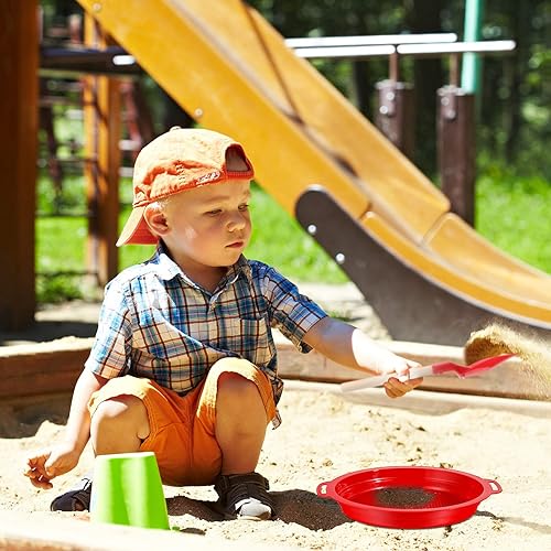 Miniatura 3 de Skylety Juego de 4 tamices de arena para playa de 9.75 x 8.75 pulgadas, juego de regalo rojo, azul, amarillo, verde para niños y niñas