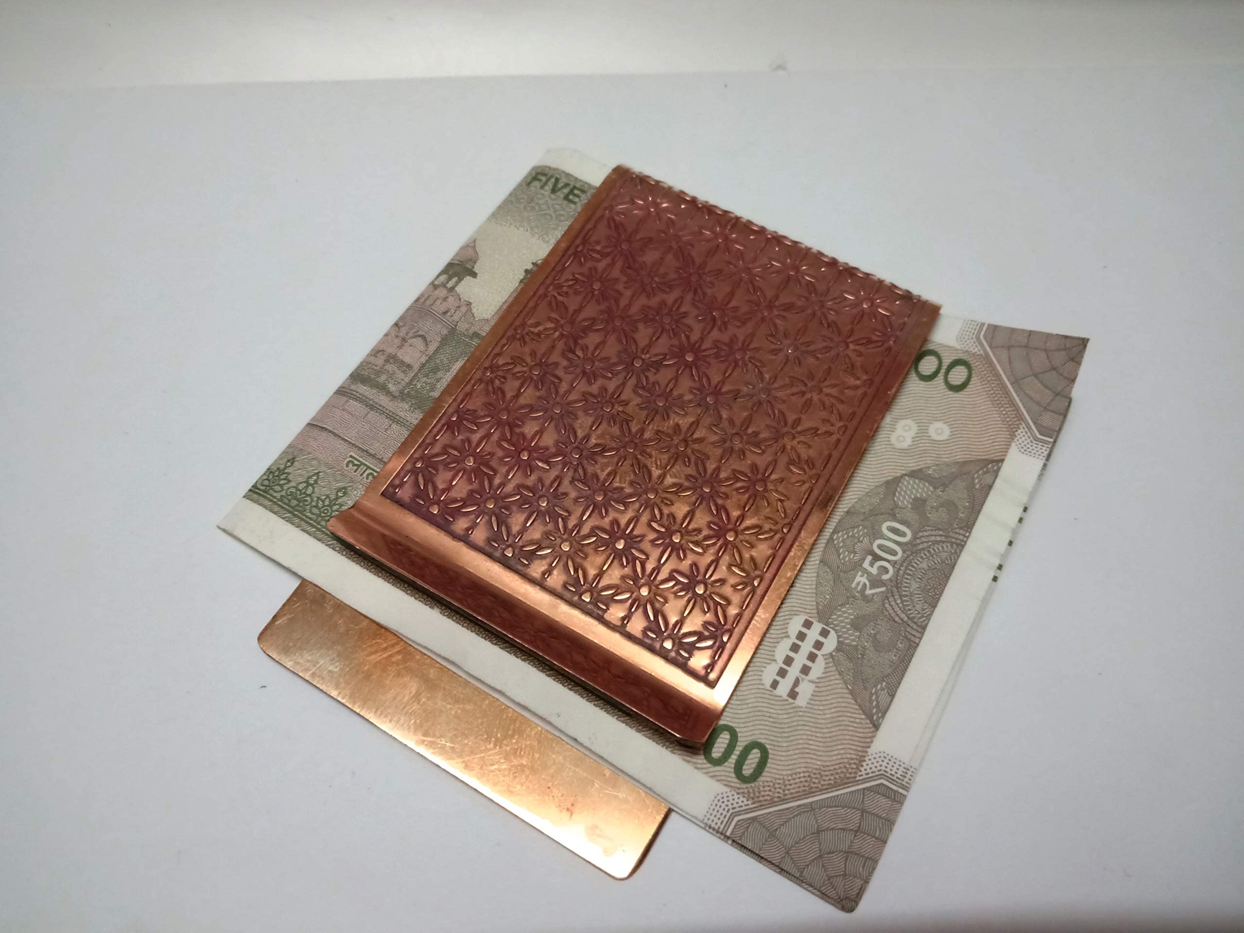 DLCCREATION Money Clips in Copper Front Pocket Minimalist Slim Credit Card Holder, Cash Holder Size: 4.5cm x 7.5cm
