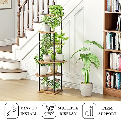 Miniatura 4 de Soporte para plantas de interior de 6 niveles de metal para múltiples macetas, soportes altos para flores de esquina para sala de estar, balcón,
