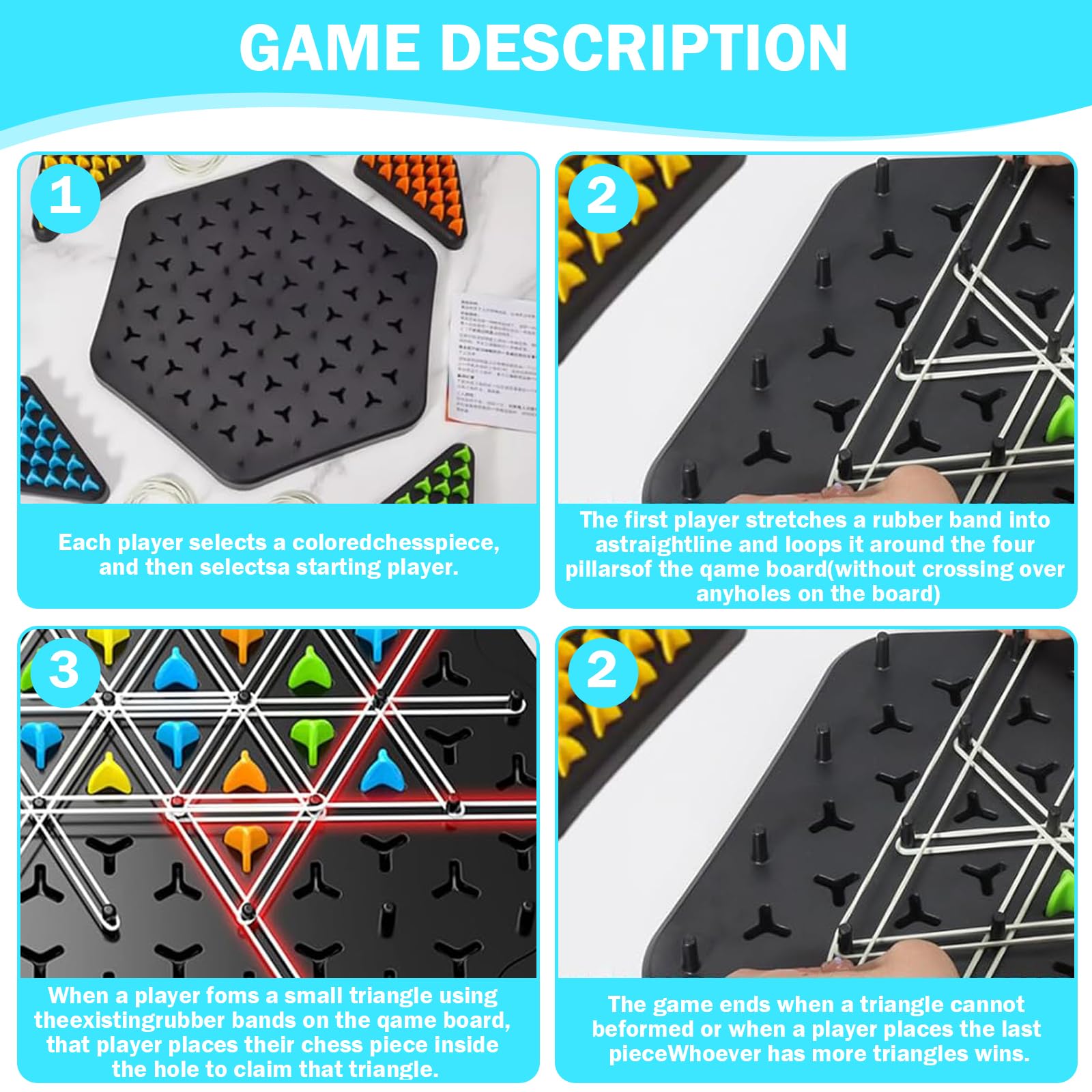 Triggle Spiel - Strategie Brettspiel Mit Gummibändern Für Familie