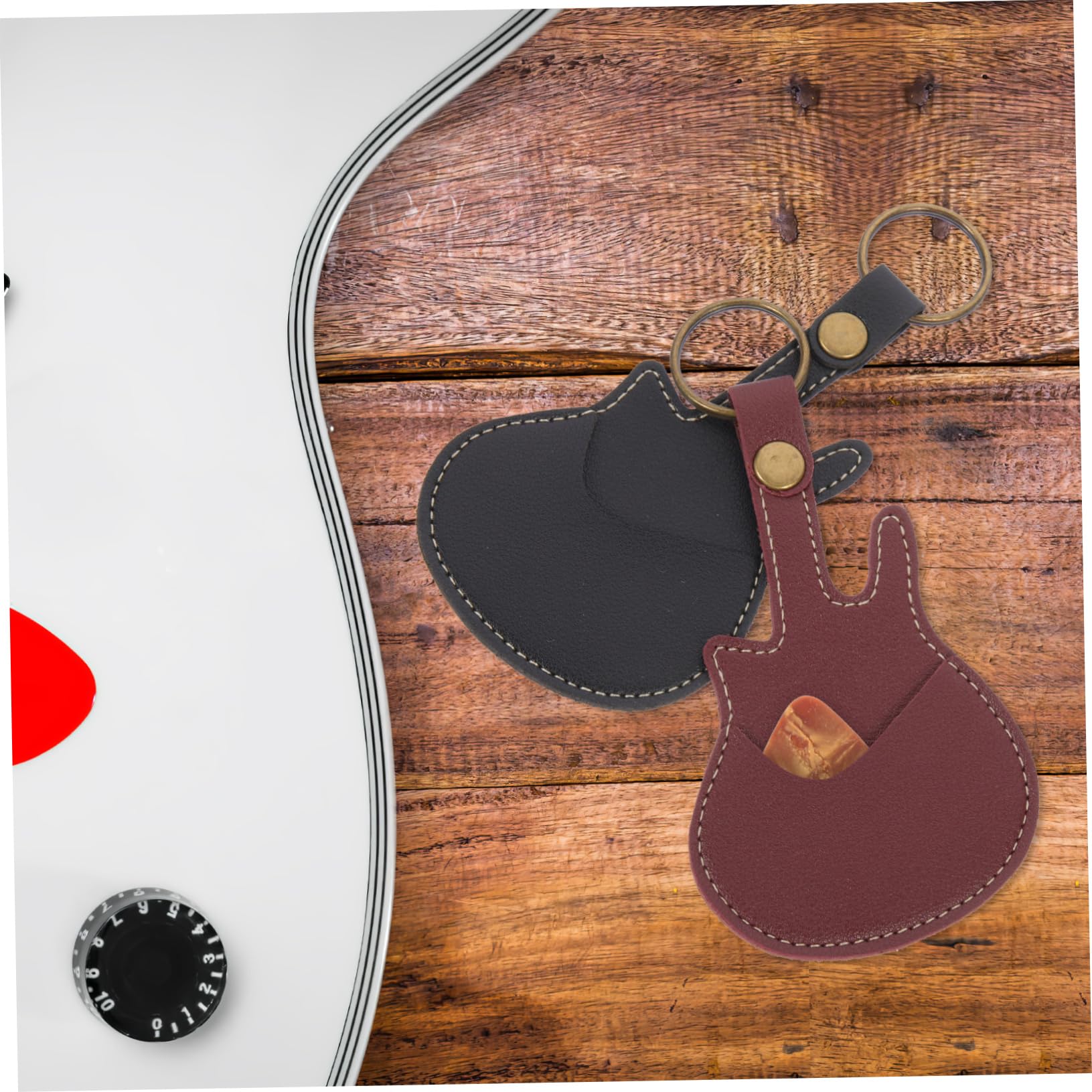 VICASKY 10 Piezas Recoger Bolsa de Almacenamiento Bolsa de Almacenamiento para púas de Guitarra Anillo de Guitarra Estuche para púas de Guitarra Portapúas portátil de Guitarra Cuero