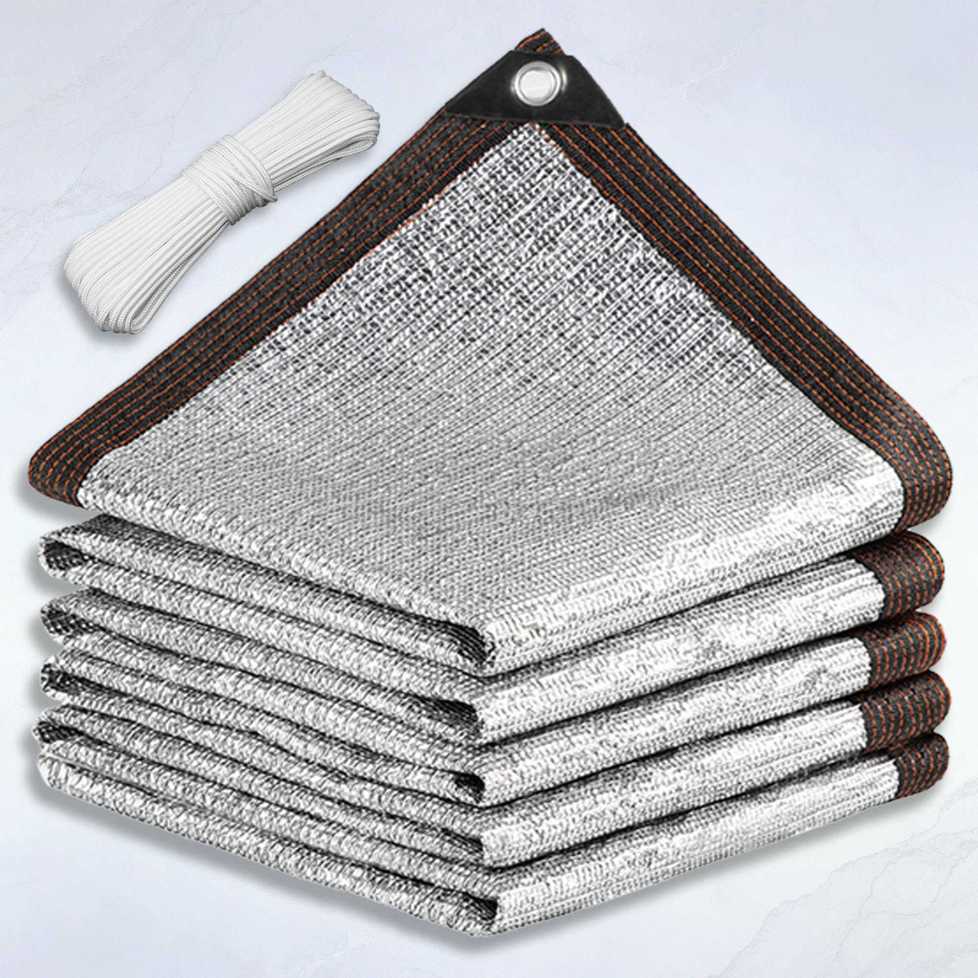 Aluminiowa Tkanina Zacieniająca Do Szklarni 320 x 380 cm Przeciwsłoneczna Tkanina Na Cień Ogrodowy Łatwa Instalacja Do Pergoli Patio, Szklarni, Markizy Okiennej Samochodu, Srebro