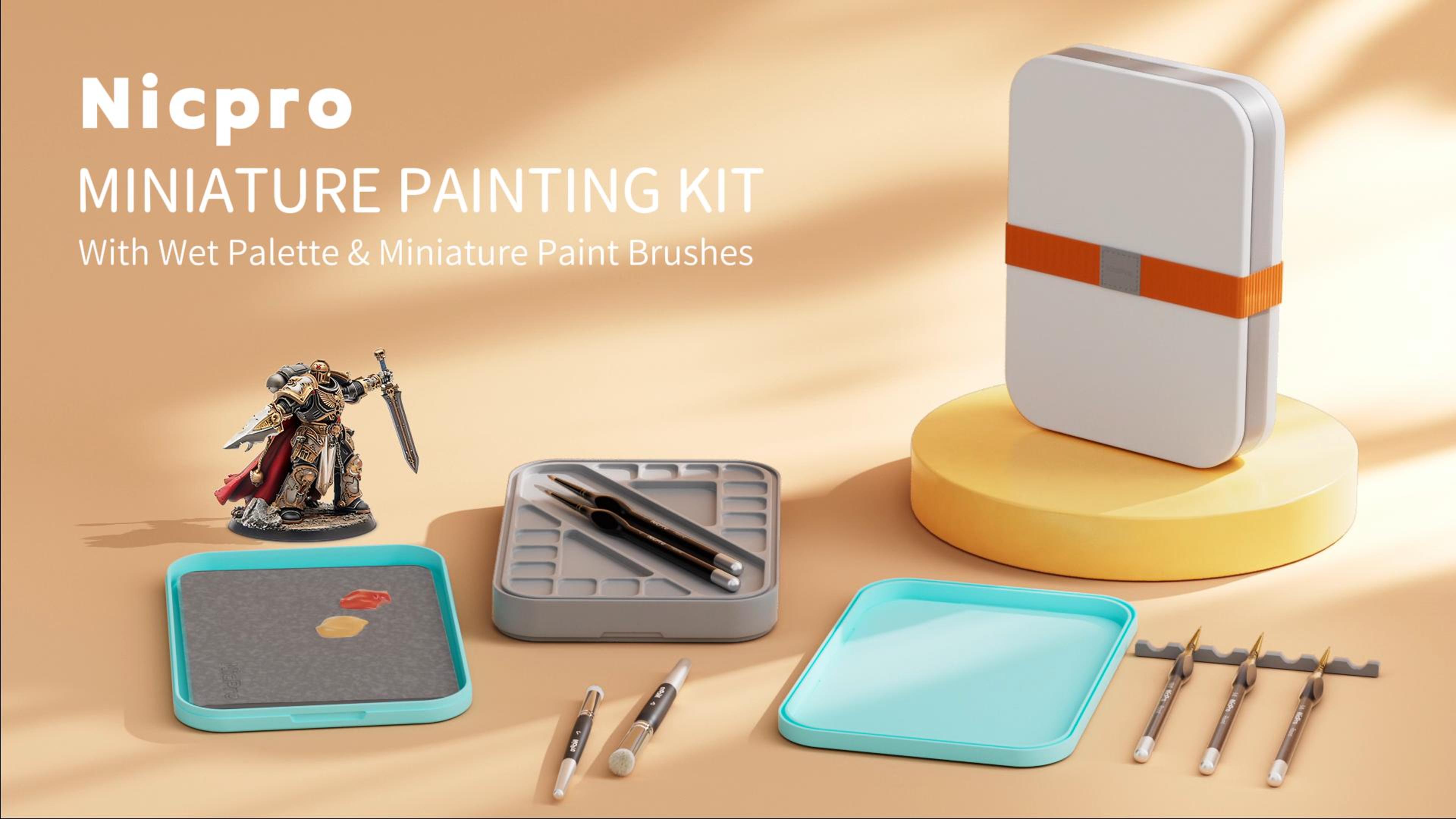 Tavolozza Per Pittura Acrilica Nicpro - Wet Palette Con 100 Fogli, 4 Spugne, Portapennelli - Foto 7