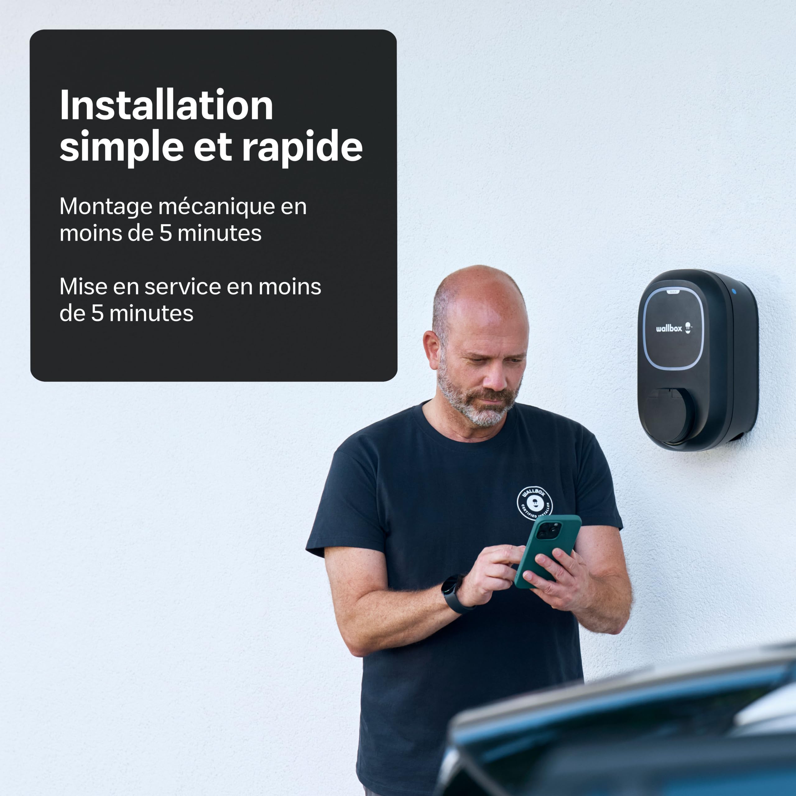 Wallbox Pulsar Max 7.4kW - Chargeur Voiture Electrique 32 A - Chargeur EV Typo 2 avec WiFi et Bluetooth - Compatible avec EV/PHEV et Usage Intérieur/Extérieur - Noir