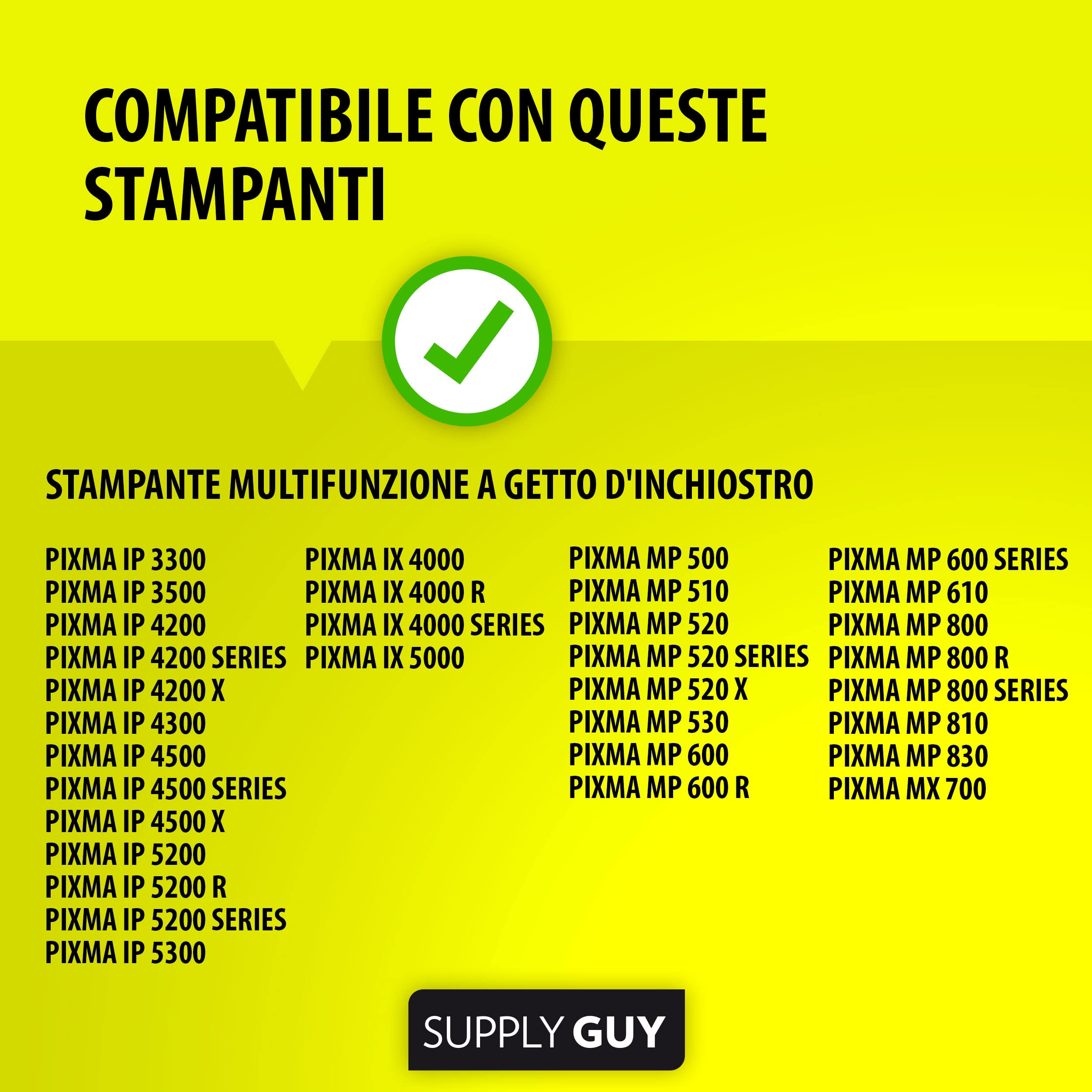 Supply Guy 10 Cartucce Compatibile Con Canon PGI-5 CLI-8 Multipack Per IP4200 IP4200 Series IP4200X IP4300 IP4500 IP4500 Series IP4500X IP5200 IP5200R IP5200 Series IP5300 MP500 MP530
