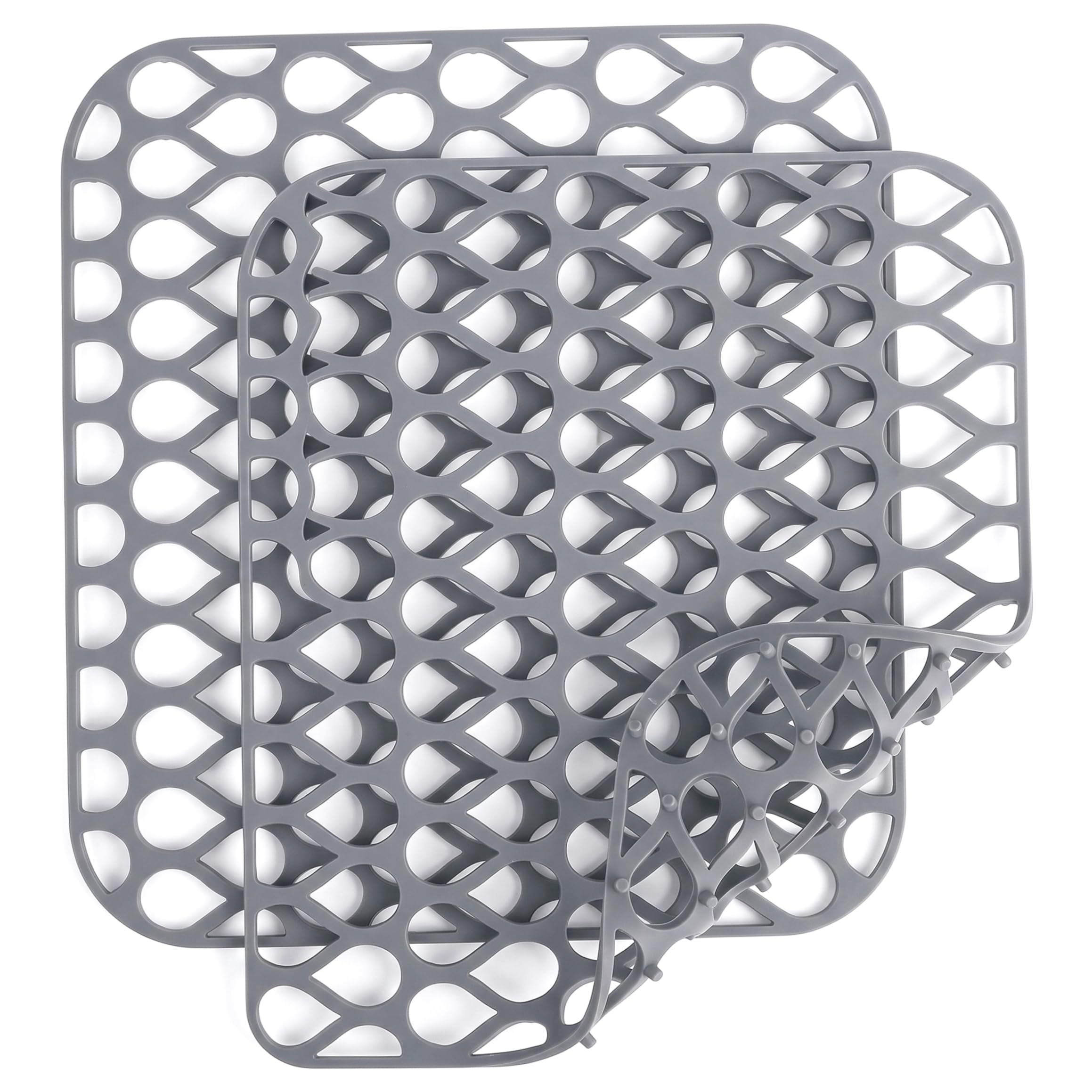 Alfombrilla para fregadero de cocina, protector de silicona gris de 13,6x11,4 pulgadas, 2 piezas