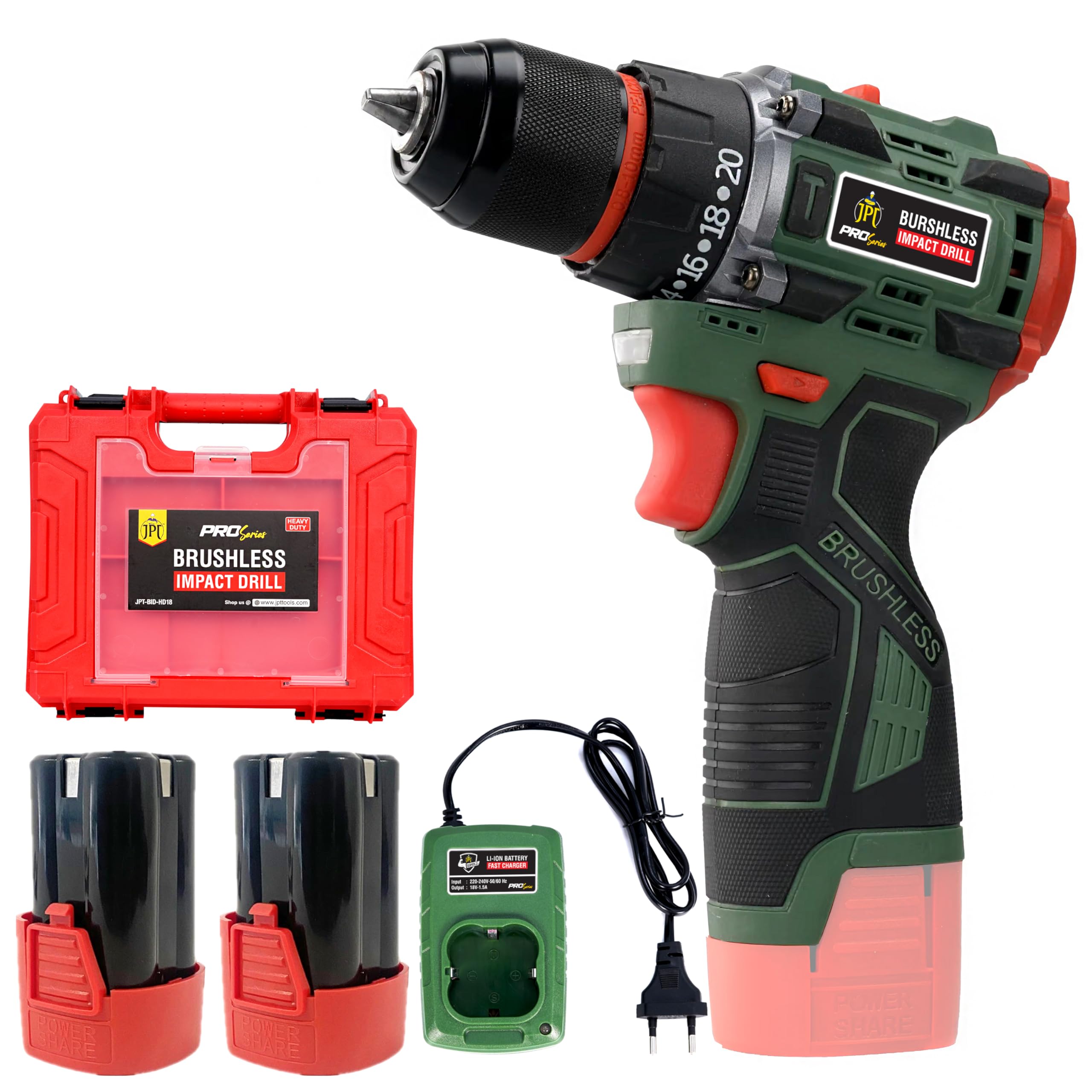 JPT New Pro Series Brushless 18-volt Cordless Impact Drill Machine with 70N.m Torque | 2150 RPM Speed | 25+3 Gears | 2 Speed Modes | 3/8" Metal Chuck | One Year Warranty (B0DCVPBPV9) Amazon Price History, Amazon Price Tracker