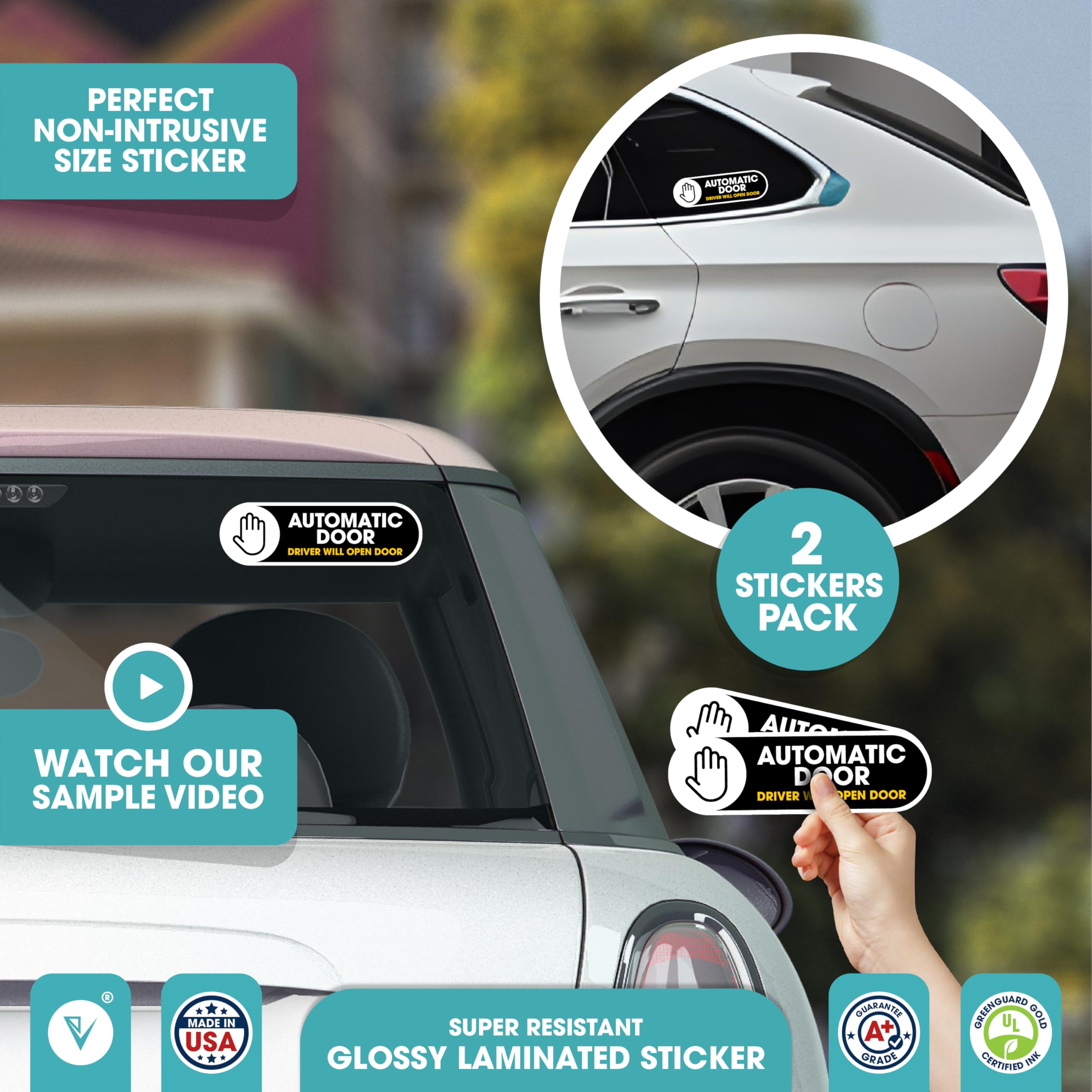 Two Automatic Door Warning Stickers - 'Please Do Not Touch' Vinyl Decals For Van & Car Windows