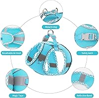 Vista 2 de Juego de arnés para perros pequeños, suave sin tirones, correa de malla transpirable ajustable y cinturón de arnés para cachorros, perros y gatos