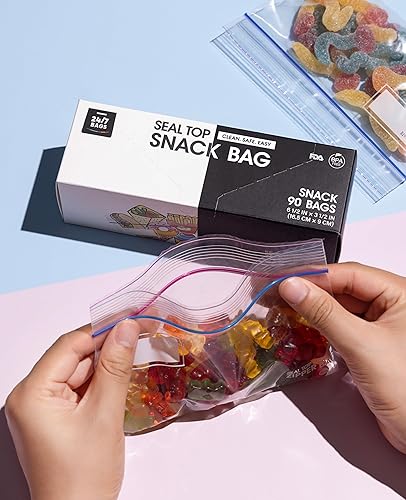 Miniatura 5 de 247 Bags  Bolsa de almacenamiento con cierre de cremallera, tamaño de aperitivo, 180 unidades (2 paquetes de 90) pestañas fáciles de abrir sobre la