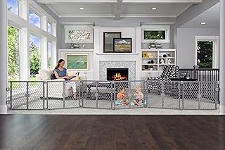 Regalo Safety 192" Super Wide Baby Gate & Play Yard, 2-in-1 Adjustable Playpen for Babies, Toddlers & Pets, Includes Wall Mount Kit, Plastic, Gray