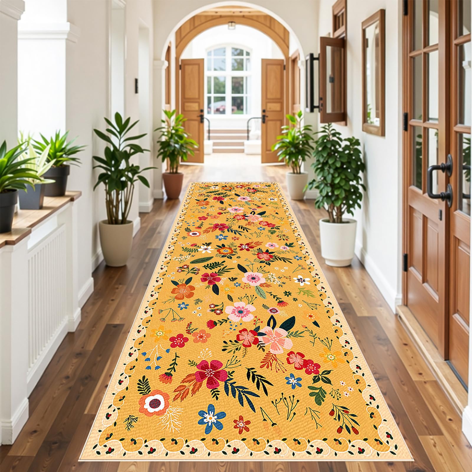 Runner Rugs For Hallway, Kitchen Runners Non Slip Washable Carpet Runners Long Absorbent Hall Runners For Hallway Entryway Corridor Bedroom Door Mat Floor Carpet for Entrance Narrow Rug 90 x 230 cm