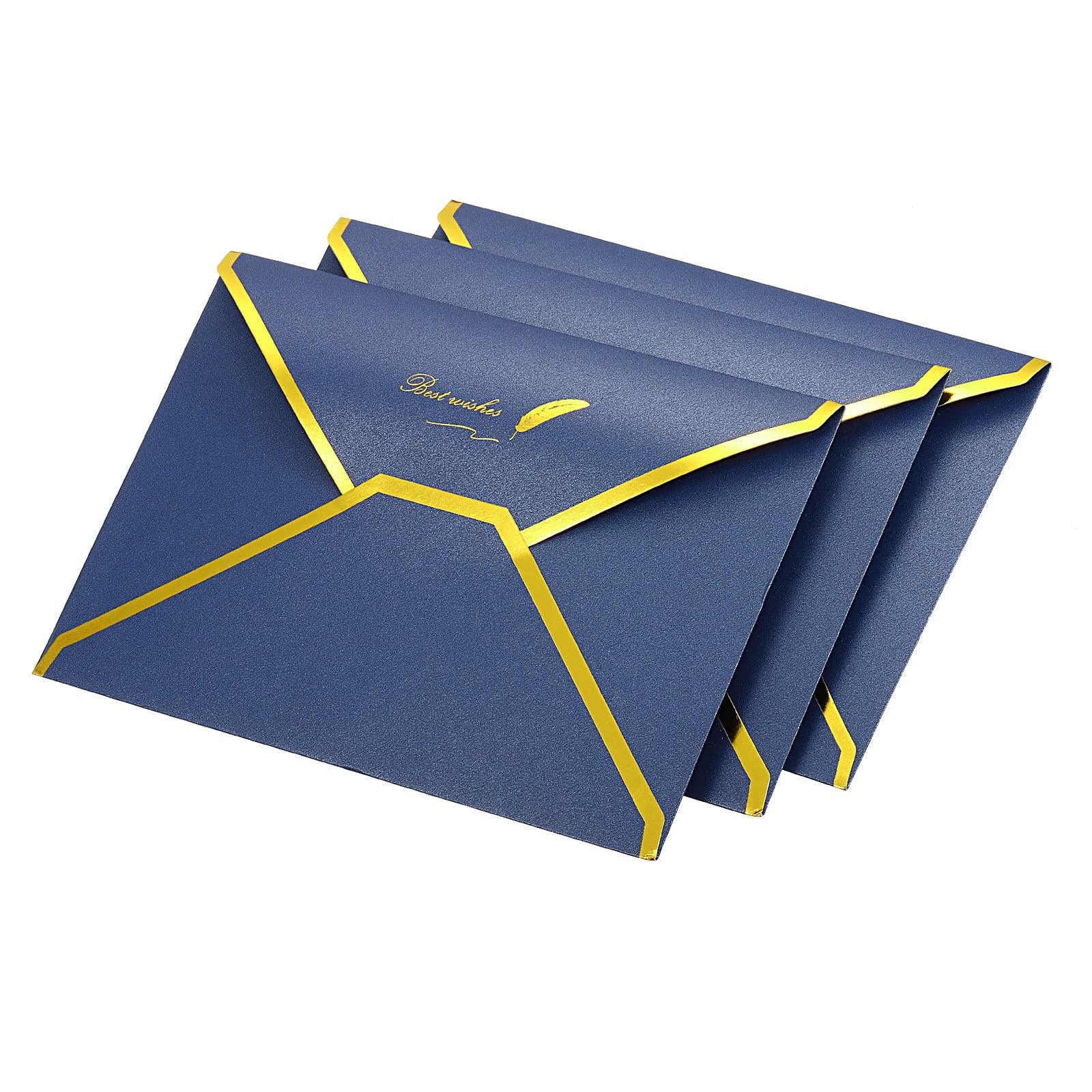 YOKIVE 10 Paquete Sobres para Tarjetas Regalo con Solapa en Forma V Y Borde Papel Metálico | Sobres Lujo Mini, Ideales para Invitaciones, Bodas Y Cumpleaños (Azul)