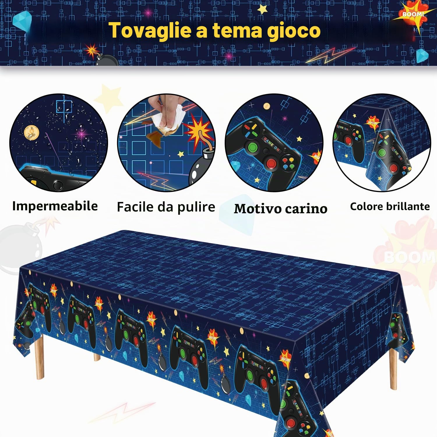 146 Pezzi Decorazioni per Compleanno a Tema Videogioco Accessori per Giochi Set di Stoviglie per Feste di Videogiochi Compreso Sfondo, Piatti e Tovaglia per Decorazioni di Compleanno Bambini per 20