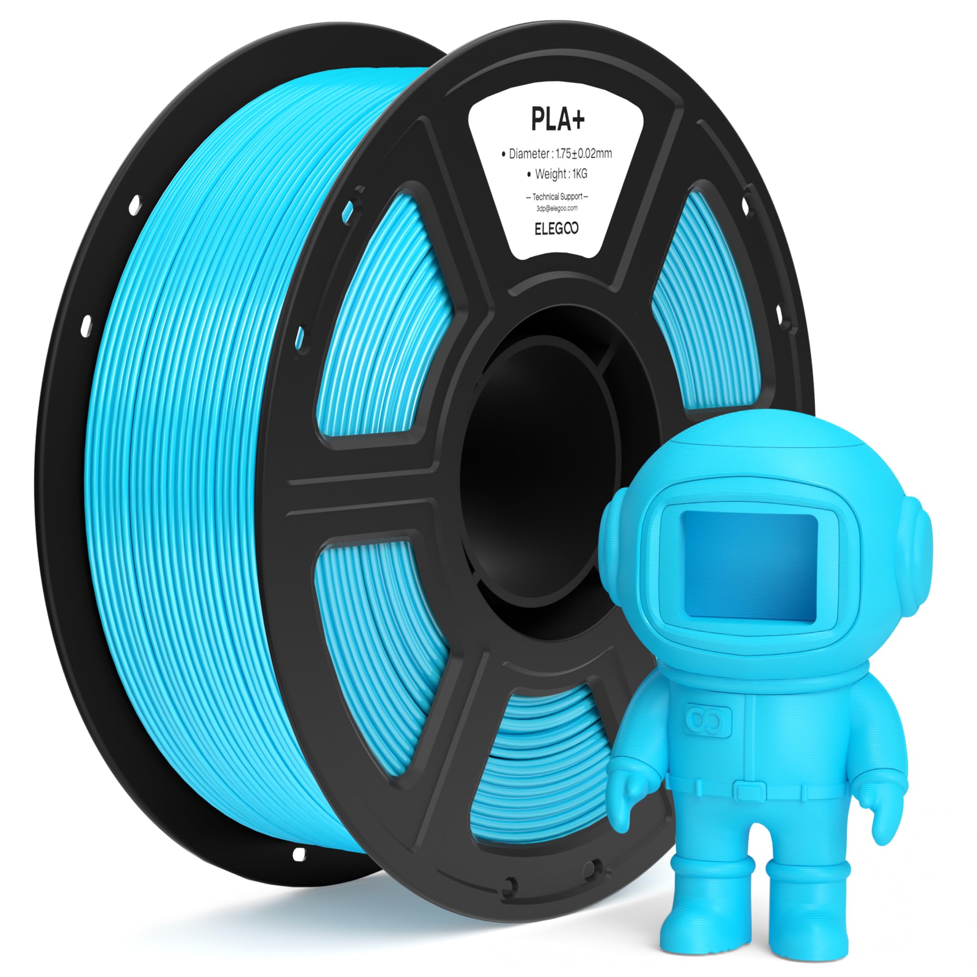 ELEGOO PLA+ Filament 1,75 mm, Hochfestes PLA Plus Filament-3D-Druckmaterialien, Maßgenauigkeit +/- 0,02 mm für die Meisten FDM-3D-Drucker