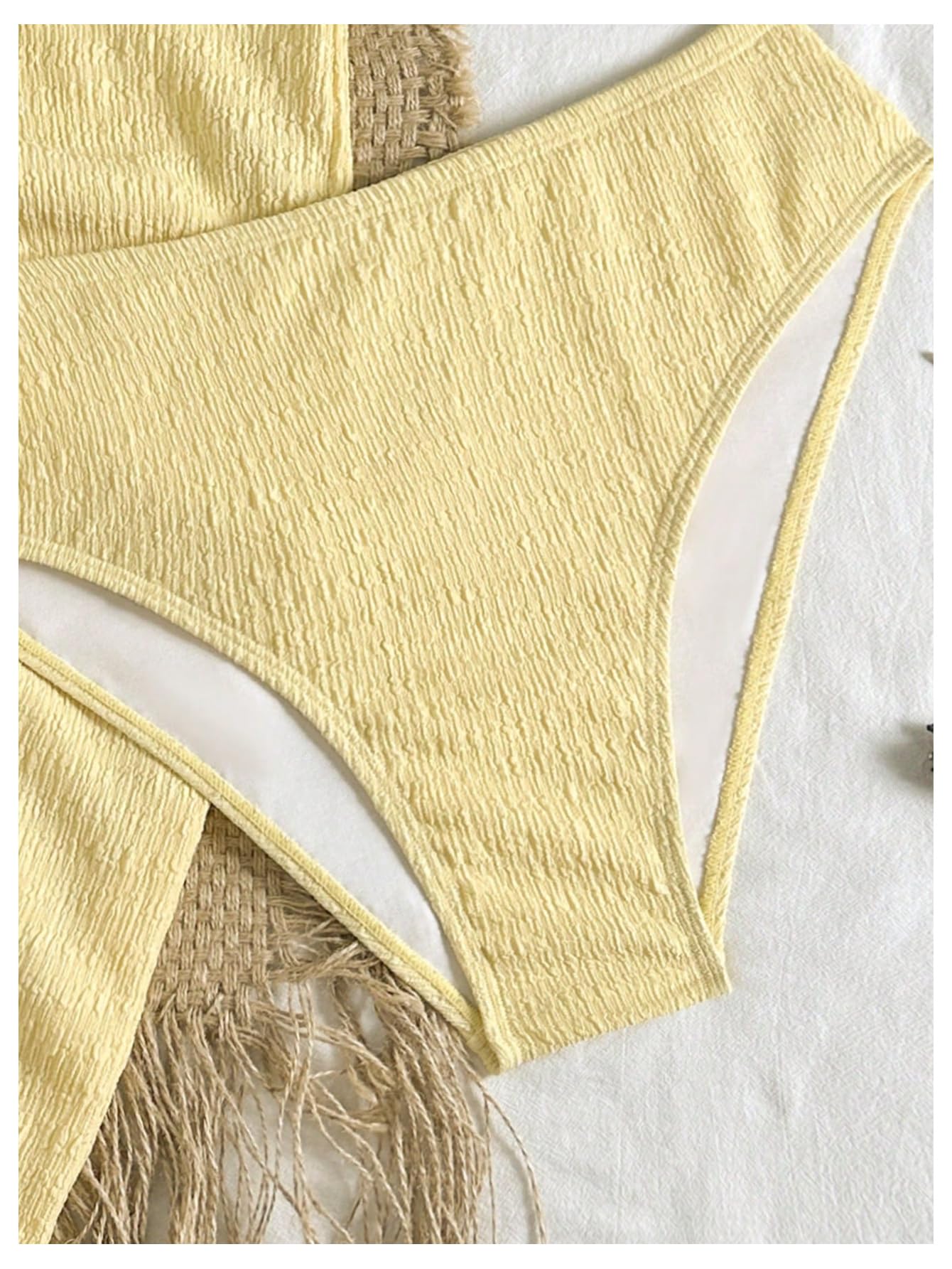 Damski 3-częściowy Strój Kąpielowy, Duży Rozmiar, Bikini 3D W Kwiaty Z Zakrywającą Spódnicą, Żółty, 3X-Large Plus(Large Plus)