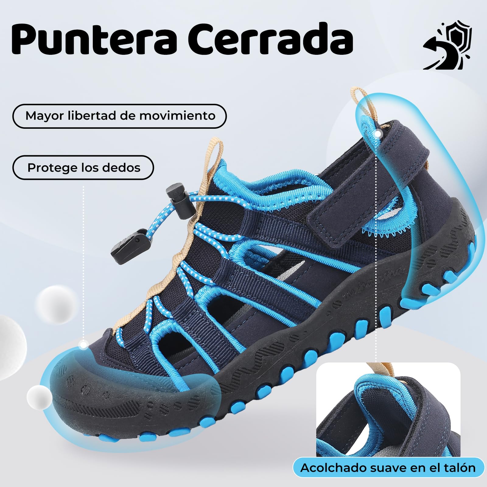 Mishansha Sandalias Deportivas para Niños con Puntera Cerrada Zapatos de Verano para Playa Senderismo Sandalias Tallas 26-38 - 3