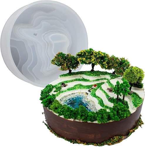 FUNSHOWCASE Maceta redonda de silicona de resina epoxi para suculentas, diorama de cascada realista, jardín de hadas en miniatura, hormigón, FUNSHOWCASE Maceta redonda de silicona de resina epoxi para suculentas, diorama de cascada realista, jardín de hadas en miniatura, hormigón,