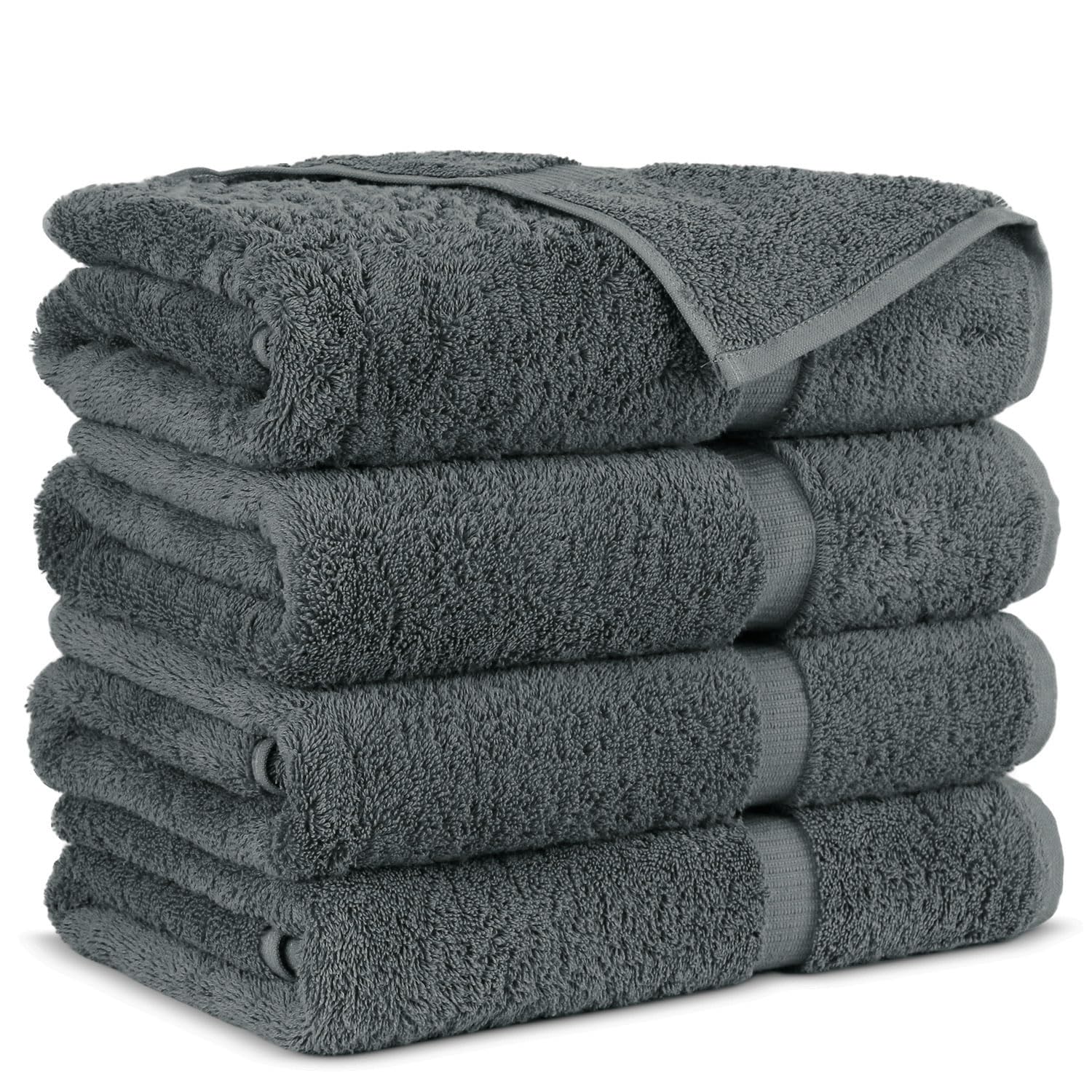 Towel Bazaar Premium Cotton Super Soft and Absorbent Turkish Towels 4-Piece Bath Towels Dark Gray