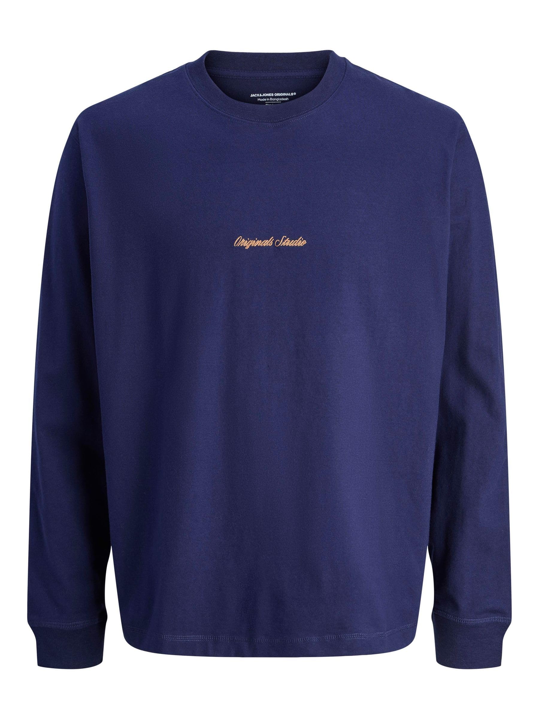JACK & JONES Junior Jornorrebro Emb Tee LS Crew Neck Jnr, Ocean Cavern, 152