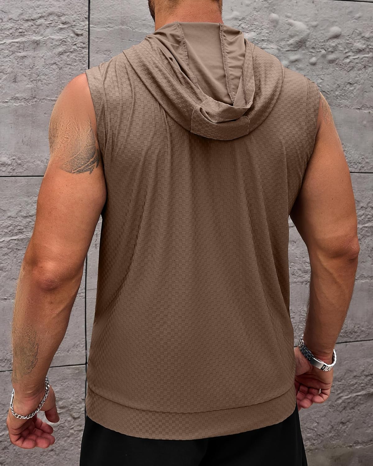 Aiyino Men's Workout Hooded Tank Tops Zip Up Sleeveless Gym Shirts Muscle Cut Off T Shirt Bodybuilding Hoodies - Image 3