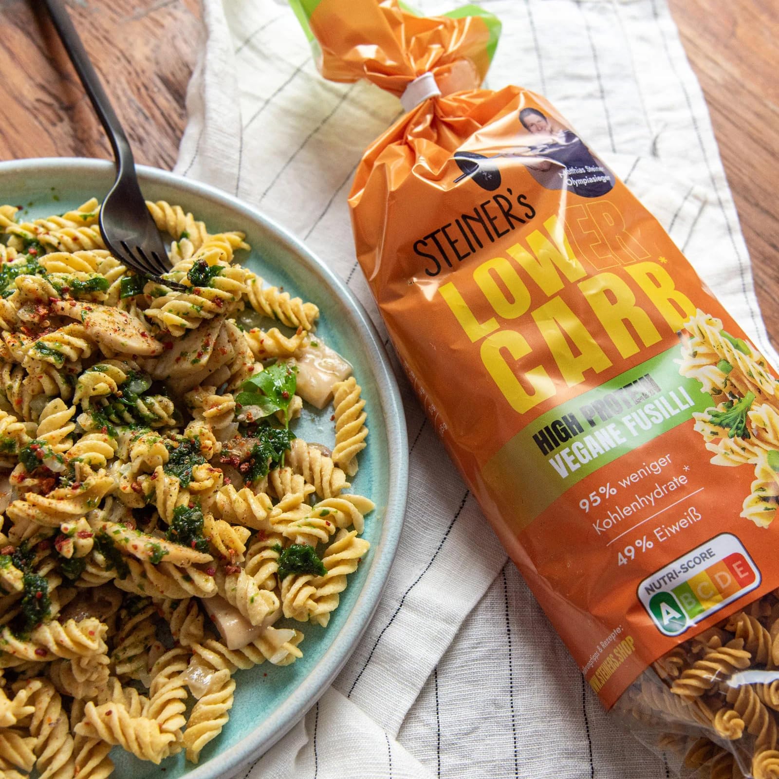 STEINER´s Low Carb High Protein Fusilli | 95% weniger Kohlenhydrate | 49g Protein | ballaststoffreich, (STEINER's High Protein Fusilli, 6x 250g)