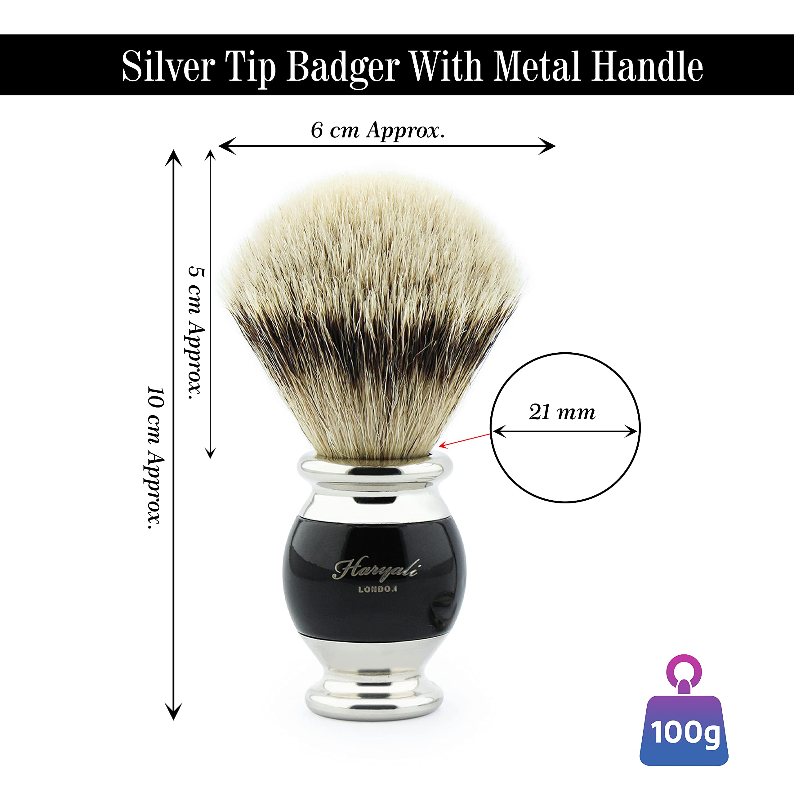 Blaireau de rasage moderne silvertip en poils de blaireau de grande qualité avec support de brosse Noir/argenté