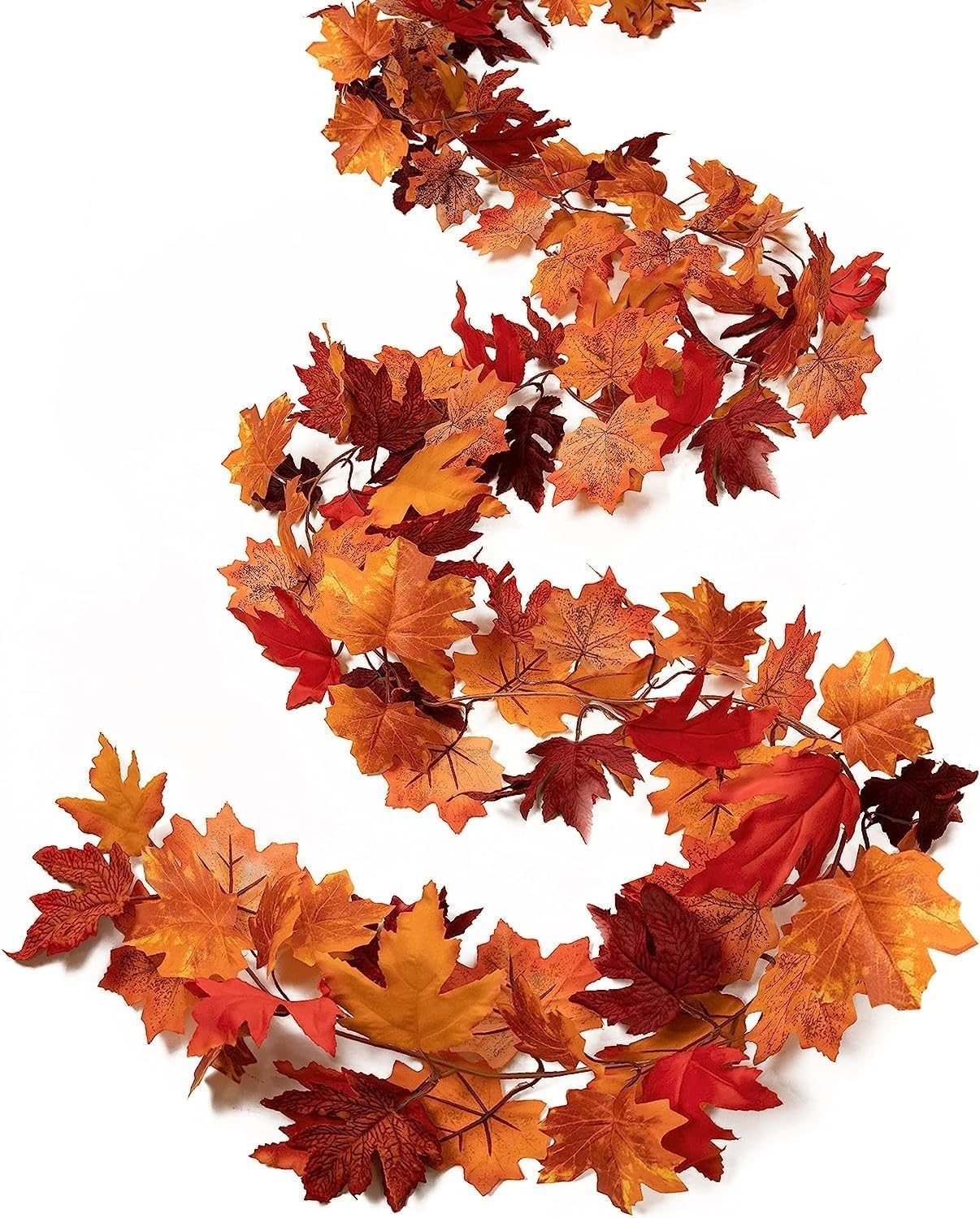 Enesea Orange/Dark/Red Decorate And Pull Flowers,2 Pack Fall-Garland, Fall-Decor Maple Leaf, 6Ft Foliage Mantle Vine Artificial Fall-Decorations For Home, Fireplace, Mantle, Front Door, Thanksgiving Decor (Chic Terracotta)