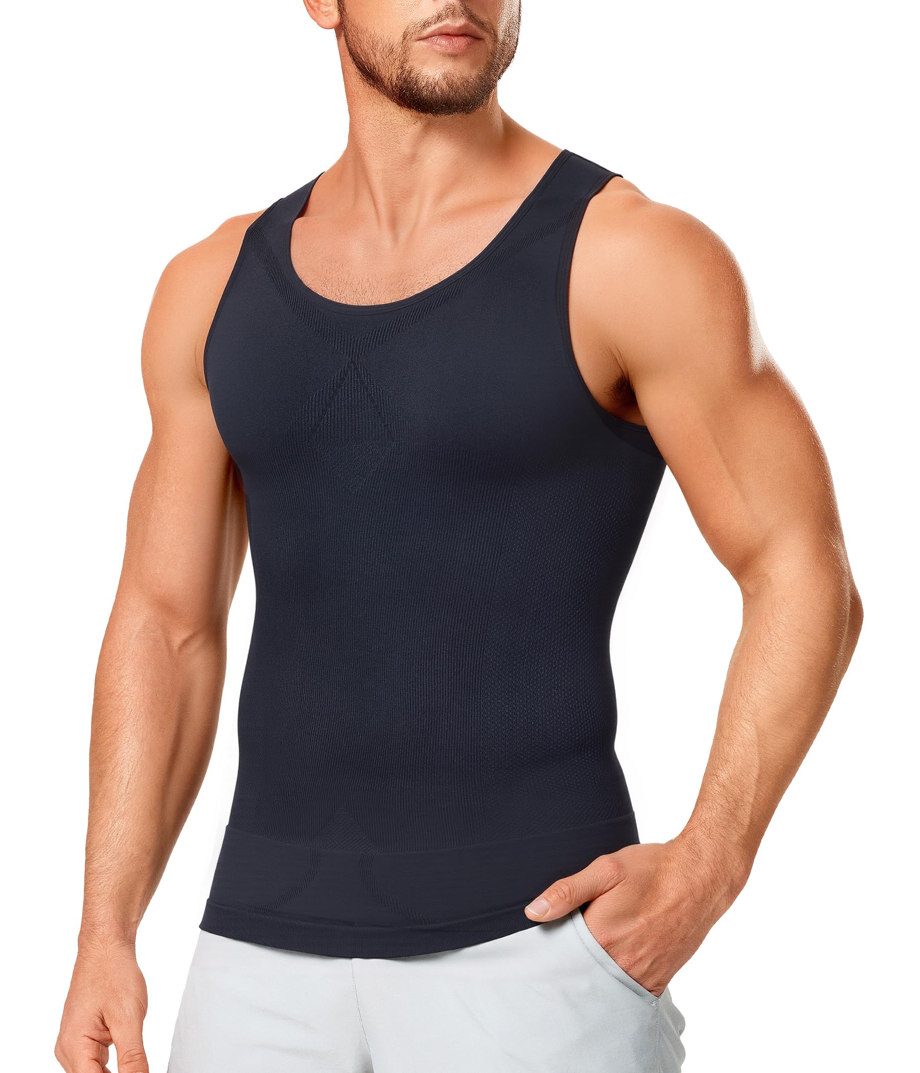 Compression Shirts for Men Shapewear Slimming Body Shaper Waist Trainer Vest Workout Tank Tops Undershirts