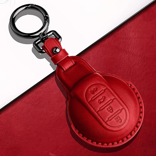 Miniatura 8 de Tukellen Compatible con BMW Mini - Funda de cuero para llavero compatible con BMW Mini Cooper F54 F55 F56 F57 F60 - Marrón
