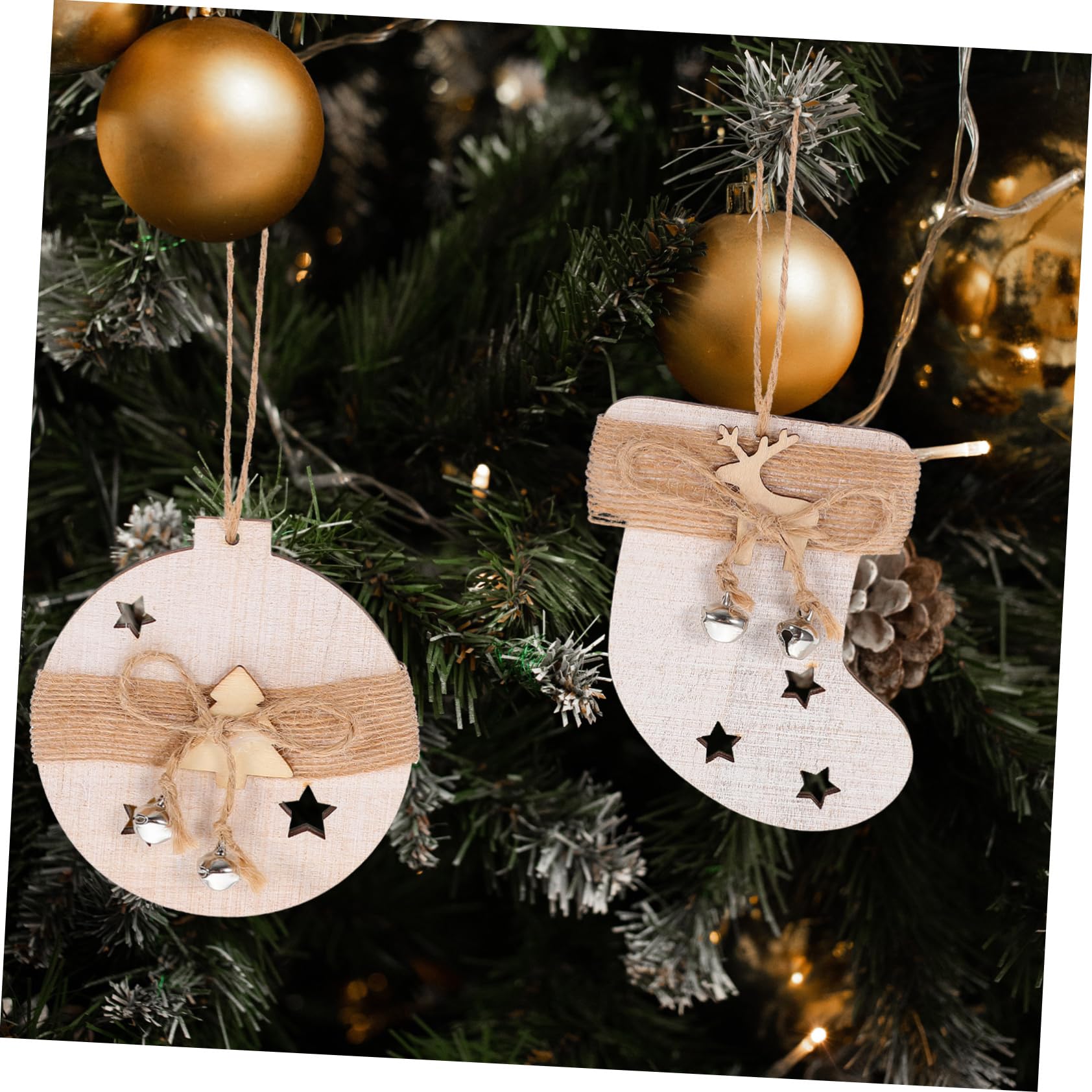 3 Juegos Navidad Colgante Decoración Navideña Guirnalda Accesorios De Fiesta Decoraciones Navideñas Madera 6 Piezas * 3