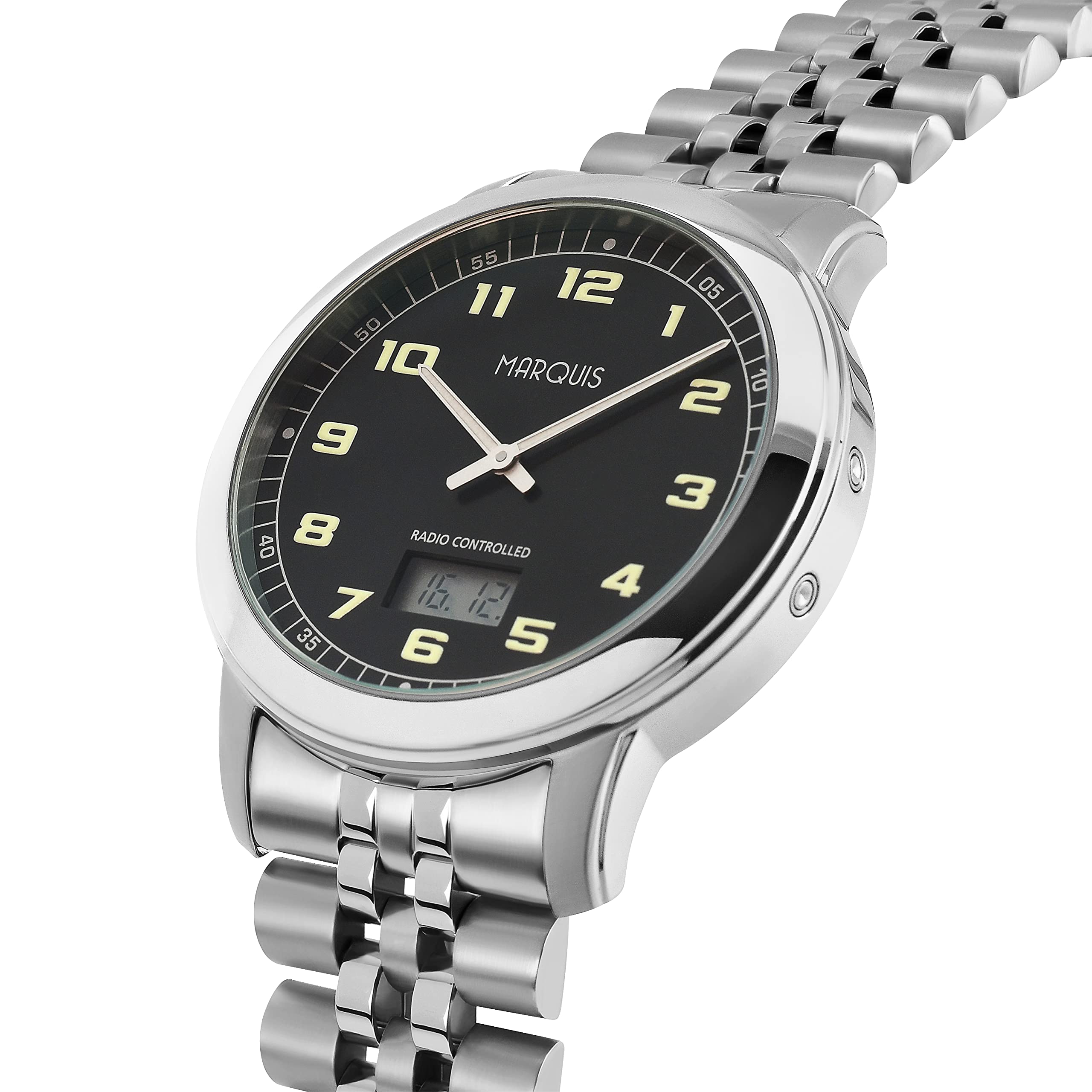 MARQUIS Herren Funkuhr Armbanduhr, deutsches Funkwerk, Gehäuse und Armband aus Edelstahl 4903-510