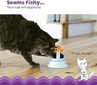 Vista 2 de Catstages 2-in-1 Spinning Fish Treat Dispenser Cat Toy, Interactive Puzzle Feeder & Cat Ball Track Add-On, Blue