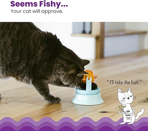 Miniatura 2 de Catstages 2-in-1 Spinning Fish Treat Dispenser Cat Toy, Interactive Puzzle Feeder & Cat Ball Track Add-On, Blue
