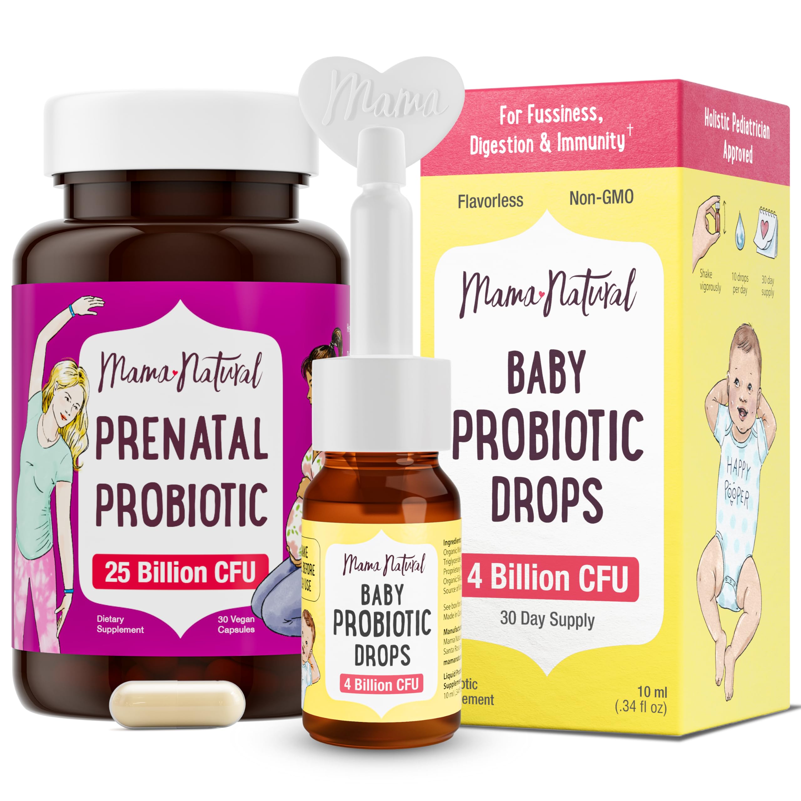 Mama Natural Suplemento Probiótico Pré-Natal Probiotic &amp; Baby Probiotic ...