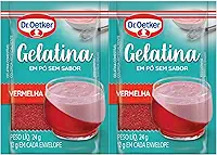 Dr. Oetker Gelatina em Pó, Sem Sabor, Vermelha, Mais Consistência Para as Receitas, Sobremesas, Bolos, Tortas e Doces, 24g