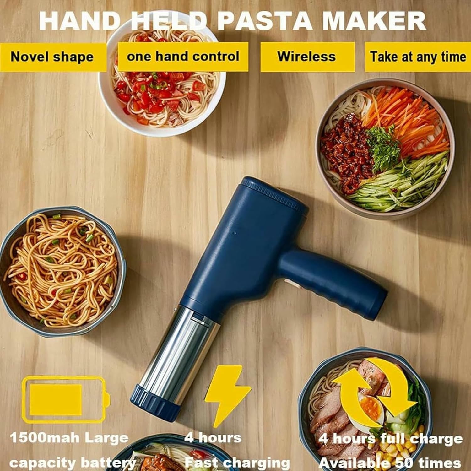 Electric Pasta Machine Stainless Steel Automatic Ramen Noodle Maker for Pasta, Home Stainless Electric Automatic Handheld Portable Pasta