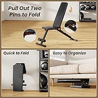 Vista 7 de Banco de pesas ajustable para gimnasio en casa, 7 respaldos, banco de entrenamiento plegable para ejercicio con mancuernas, ejercicio de cuerpo
