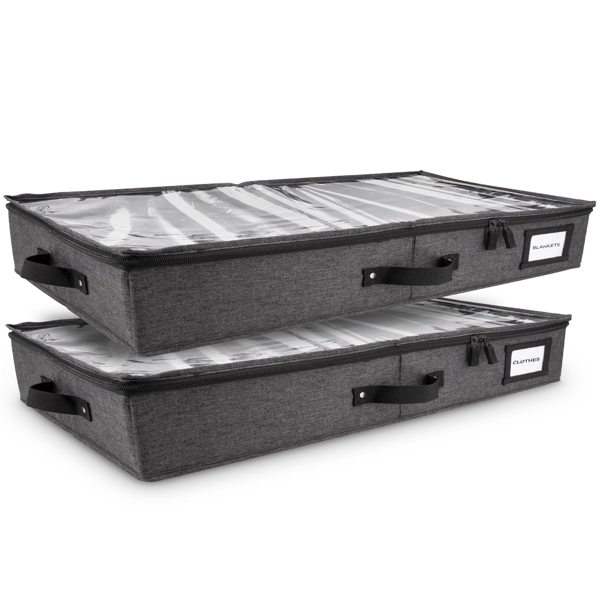 HOMELUX THEORY Premium Underbed Storage Bin with Extra Thick Cardboard on All Sides, 33 x 17 x 4.5 cm, Low Profile, Pack of 2