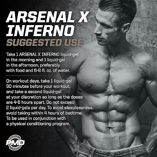 Miniatura 9 de PMD Sports Arsenal X Inferno - Suplemento dietético termogénico de gel líquido de acción rápida, quemador de grasa y mantenimiento muscular, aumenta