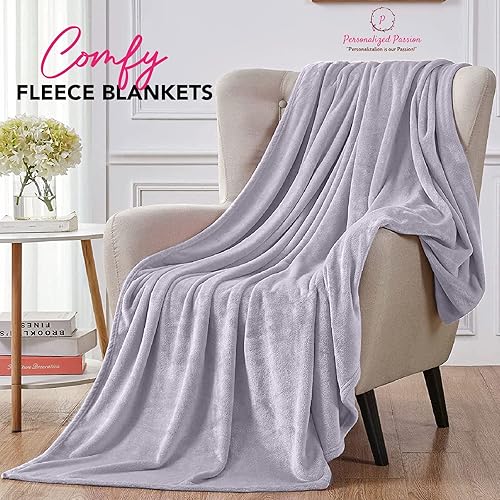 Vista 19 de Personalized Passion Mantas con nombre personalizado y monograma inicial - Manta personalizada para él y ella - Forro polar súper suave y acogedor